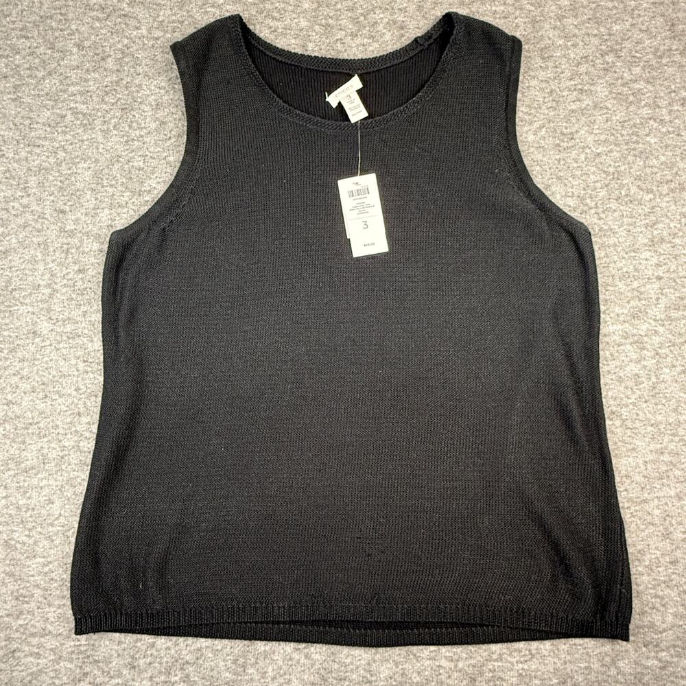 Chico’s Aubrianna Sleeveless Knit Sweater Pullover Black Womens XL Crew Neck NWT